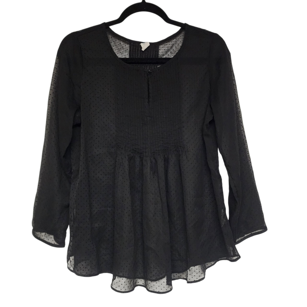 Sheer Polka Dot Swing Top Womens M Tall Whimsigoth Fairycore Black Goth‎ Flowy